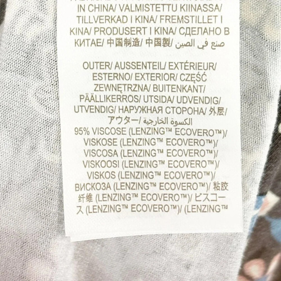 Boden Graphite Gray Opulent Leaf Print Long Sleeve Smocked V Neck Maxi Dress 12L - Picture 12 of 12